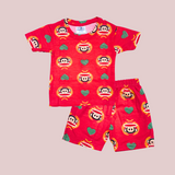 Peach Monkey Kids Shorts Coords Set (Unisex) – Half Sleeve TShirt and Trouser