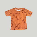 Peach Brown Teddy Kids Coord Set (Unisex) – Half Sleeve TShirt and Pant