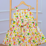Peppa - Half White Sleeveless Cotton Frock for Girls with Lining and Back Zip