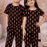 Pineapple Print Kids Coords (Unisex) - Half Sleeve T-Shirt and Full Pant