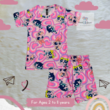 Pink Hearts Kids Half Sleeves T-Shirt and Shorts Coord Set (Unisex)