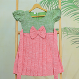 Pink Pastel Kulali HandLoom Cotton Frock | Short Sleeve Frock with Soft Lining
