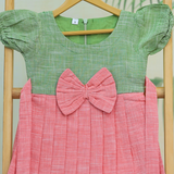 Pink Pastel Kulali HandLoom Cotton Frock | Short Sleeve Frock with Soft Lining