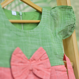 Pink Pastel Kulali HandLoom Cotton Frock | Short Sleeve Frock with Soft Lining