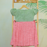 Pink Pastel Kulali HandLoom Cotton Frock | Short Sleeve Frock with Soft Lining