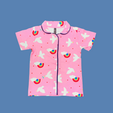 Rainbow Print Kids Night Suit - Half Sleeve Shirt and Full Pant