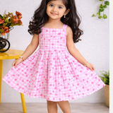 Pinky Bloom  - Sleeveless Cotton Frock