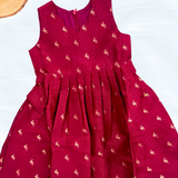 Ponmayil Banaras Brocade Silk Sleeveless Frock | Knee Length