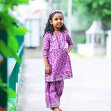 Purple Petal Girls Ethnic Kurta Sharara Set