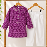 Purple Petal Boys Ethnic Kurta Pyjama Set