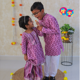 Purple Petal Boys Ethnic Kurta Pyjama Set