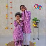 Purple Petal Girls Ethnic Kurta Sharara Set