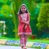 Red Royal Girls Ethnic Kurta Sharara Set