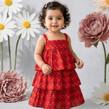 Red Floral Tiered Frock