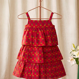 Red Floral Tiered Frock