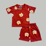 Red Kitty Kids Shorts Set (Unisex)