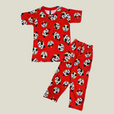 Red Mickey Kids Coords (Unisex) - Half Sleeve T-Shirt and Full Pant
