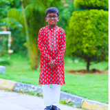 Red Royal Boys Ethnic Kurta Pyjama Set