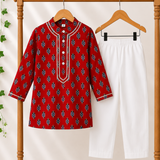Red Royal Boys Ethnic Kurta Pyjama Set
