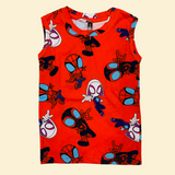 Red Spidey Kids Sleeveless T-Shirt Shorts Set (Unisex)