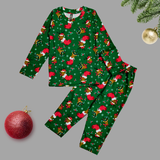 Christmas Santa Rider Reindeer Print Full Sleeve Kids Coord Set (Unisex) - Full Sleeve T-Shirt and Full Pant