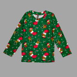 Christmas Santa Rider Reindeer Print Full Sleeve Kids Coord Set (Unisex) - Full Sleeve T-Shirt and Full Pant