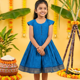 Saaral Mangalagiri Cotton Frock | Ethnic Cap Sleeves Frock with Soft Lining
