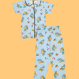 Smurf Kids Night Suit - Half Sleeve Shirt and Full Pant