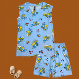 Smurf Cartoon Kids Sleeveless T-Shirt Shorts Set (Unisex)