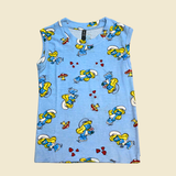 Smurf Cartoon Kids Sleeveless T-Shirt Shorts Set (Unisex)