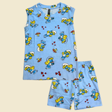Smurf Cartoon Kids Sleeveless T-Shirt Shorts Set (Unisex)