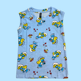 Smurf Cartoon Kids Sleeveless T-Shirt Shorts Set (Unisex)