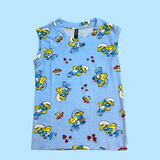 Smurf Cartoon Kids Sleeveless T-Shirt Shorts Set (Unisex)