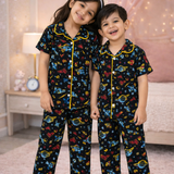 Space World Kids Night Suit - Half Sleeve Shirt and Full Pant