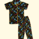 Space World Kids Night Suit - Half Sleeve Shirt and Full Pant