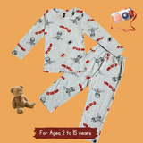 Grey Spiderman Full Sleeve Kids Co-ord Set (Unisex) - Pant with Single Side Packet