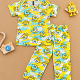 Sponge Bob Print Kids Coords (Unisex) - Half Sleeve T-Shirt and Full Pant