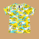 Sponge Bob Print Kids Coords (Unisex) - Half Sleeve T-Shirt and Full Pant