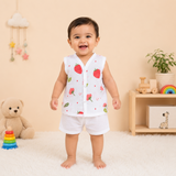 Muslin Button Jabla - Strawberry