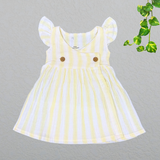 Muslin Double Layer Cross Button Frock - Stripes