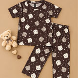 Teddy Print Kids Coords (Unisex) - Half Sleeve T-Shirt and Full Pant