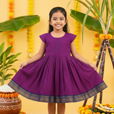 Tharagai Mangalagiri Cotton Frock | Ethnic Cap Sleeves Frock with Soft Lining