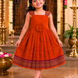 Thugil Mangalagiri Cotton Frock | Ethnic Sleeveless Frock with Soft Lining