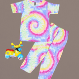 Colorful Tie Dye Kids Coords (Unisex) - Half Sleeve T-Shirt and Full Pant
