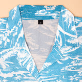 Tropical Blue Seashore Boys Printed Half Sleeve Shirt with Shorts | Cuban Collar Shirt & Shorts Set
