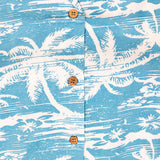 Tropical Blue Seashore Boys Printed Half Sleeve Shirt with Shorts | Cuban Collar Shirt & Shorts Set