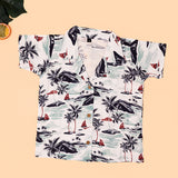 Tropical Green Sea Boys Printed Half Sleeve Shirt with Shorts | Cuban Collar Shirt & Shorts Set