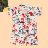 Tropical Hut Tree Boys Printed Half Sleeve Shirt with Shorts | Cuban Collar Shirt & Short Set