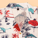 Tropical Hut Tree Boys Printed Half Sleeve Shirt with Shorts | Cuban Collar Shirt & Short Set