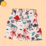 Tropical Hut Tree Boys Printed Half Sleeve Shirt with Shorts | Cuban Collar Shirt & Short Set